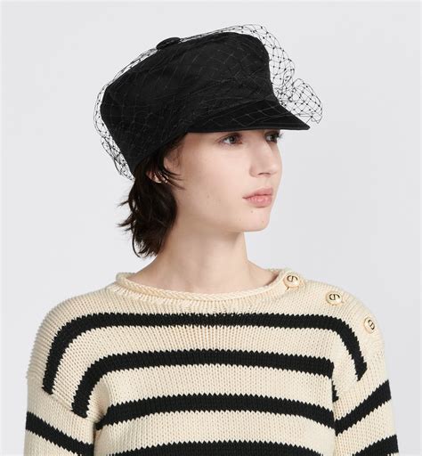 dior arty cap with veil|CHRISTIAN DIOR Cotton Canvas Arty Cap with Veil .